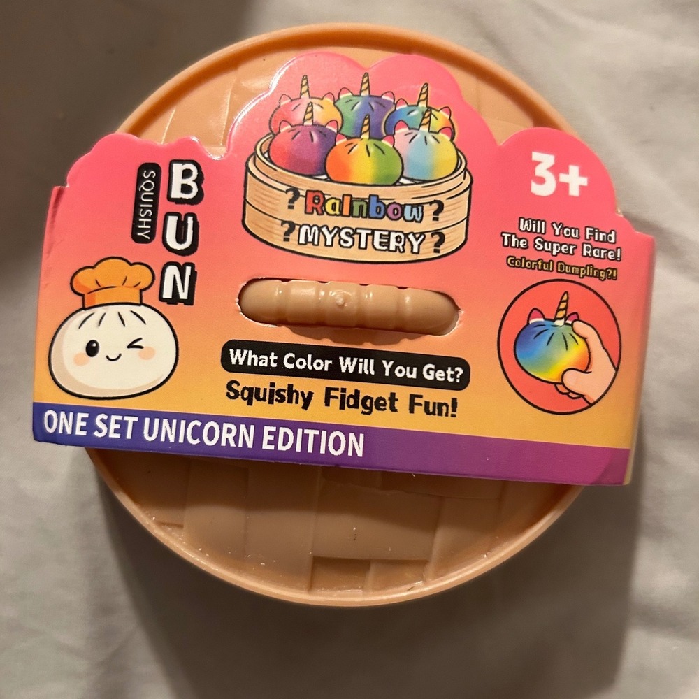 Squishy Bun Rainbow Mystery Unicorn Edition Fidget Toy Steamer Basket Blind Box